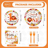 96Pcs Thanksgiving 1st Birthday Decorations Our Little Turkey Is