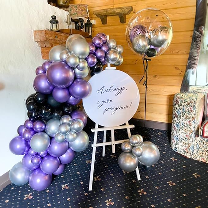 Purple and Black Balloons, 60 Packs 12 Inch Dark Purple Light Purple