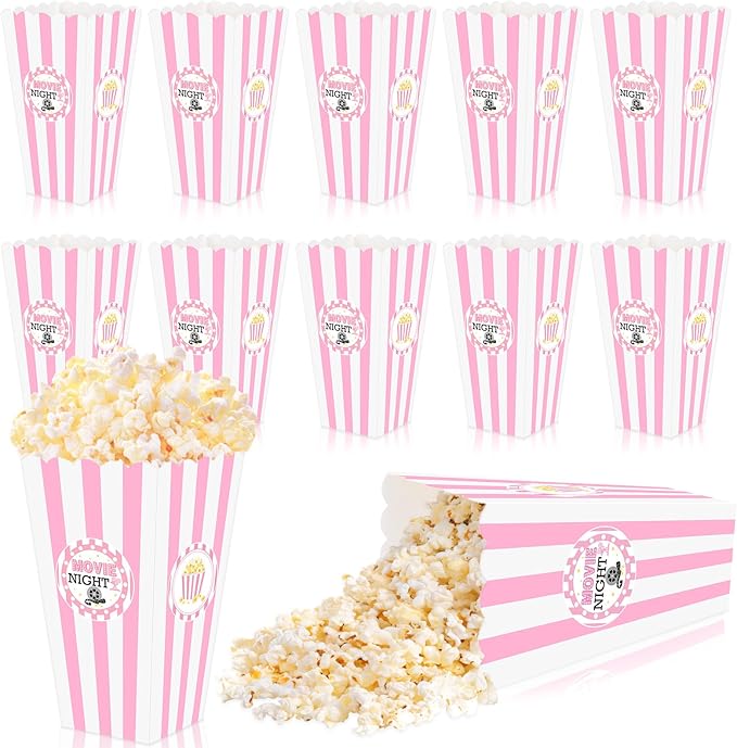 K KUMEED 20 pcs Movie Night Large Popcorn Favor Boxes 7.8 Inches