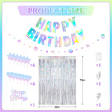 Disco Party Decorations, Iridescent Happy Birthday Star Hanging Banner