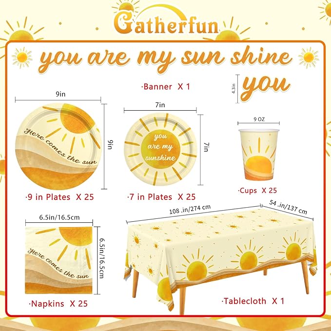 Boho Sun Theme Birthday Party Supply Set Complete Baby Shower