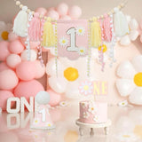 Pink Daisy Baby First Birthday Party Decorations Blue High Chair