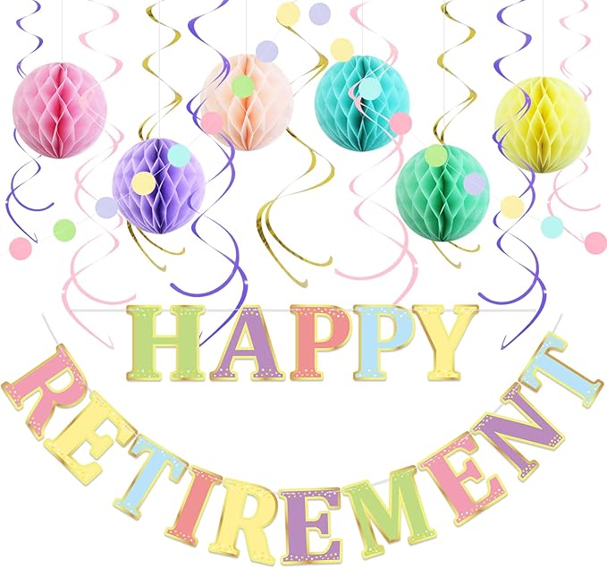 Retirement Party Decorations Kit for Women 17 Piece Elegant Pastel