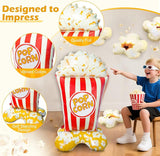 6 PCS Popcorn Balloons Set, 2 Jumbo 3.7 FT Standing Popcorn Bucket