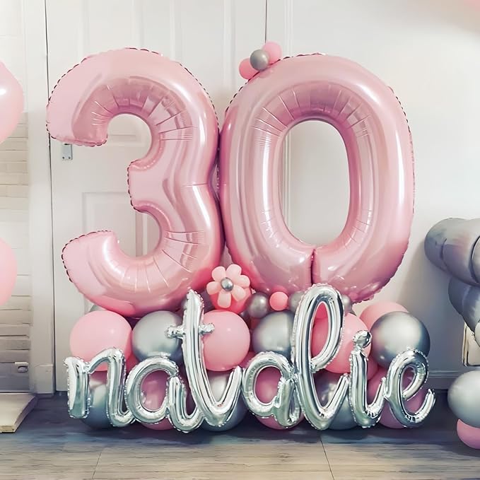 Pastel Pink Number 3 Balloon, 40 Inch Giant Pearl Light Pink Helium