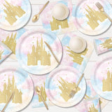168pcs Princess Party Decorations Castle Paper Plates Napkins