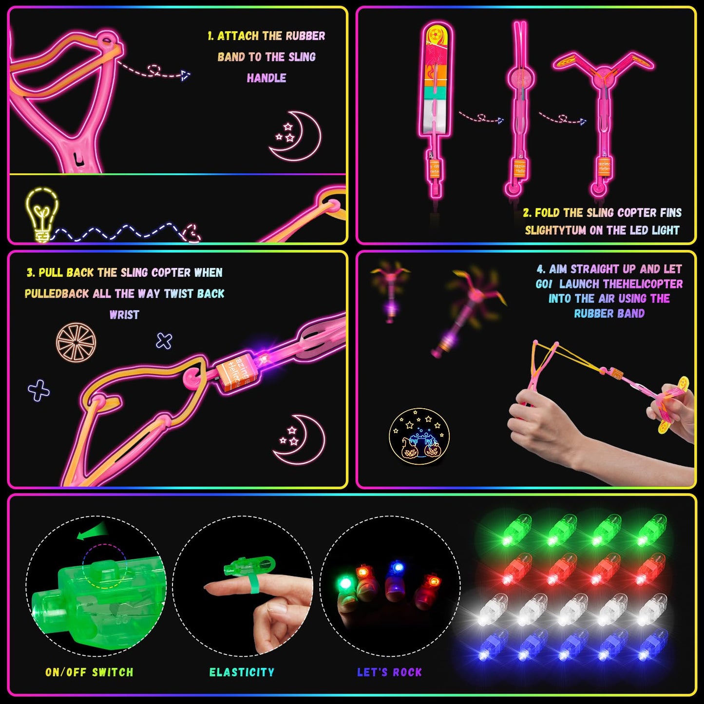 OLUPP Glow in the Dark Party Supplies, 264 PCS Light Up Party Favors