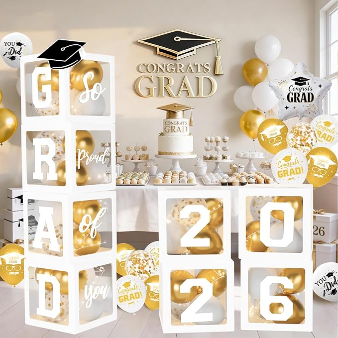 2026 Graduation Decorations, White Graduation Decorations, Balloons