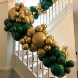 Green and Gold Balloons Arch Garland Kit, 134pcs Metallic Gold and