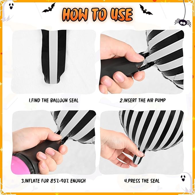 120 Pcs Halloween Orange and Black Balloon Arch Spider Bat Pumpkin