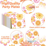 ZOIIWA 200 PCS Groovy Birthday Tableware Disposable Hippie Daisy