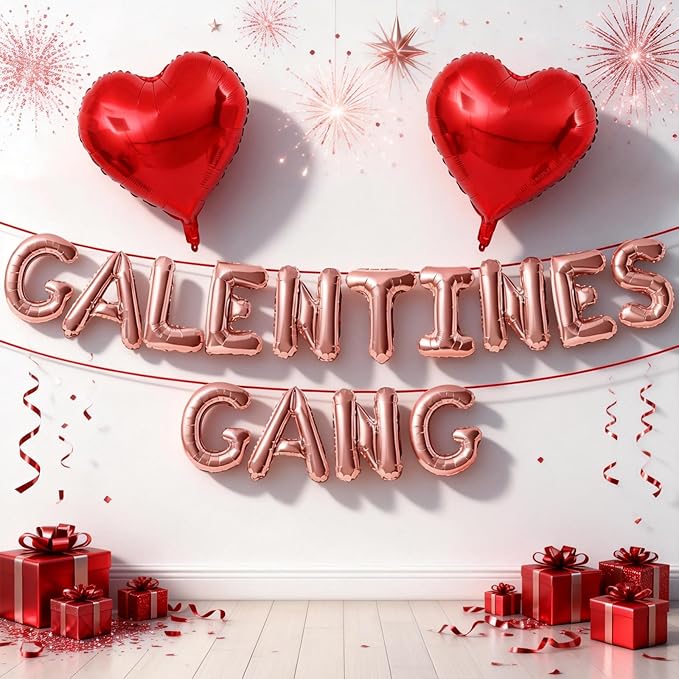 Galentines Day Balloons Banner 16 Inch Rose Gold Galentines Gang