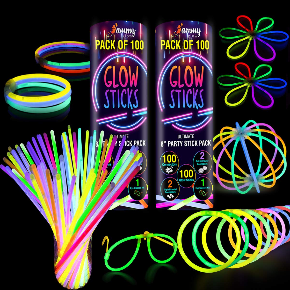 410 Pcs Glow Sticks Bulk, Glow in The Dark Party Supplies, 12 Hours