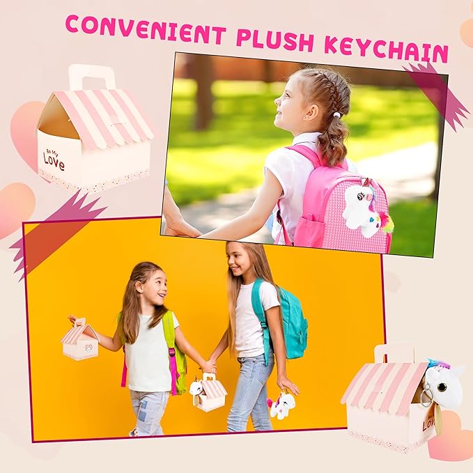 67 Pcs Unicorn Party favors Include 16 Mini Plush Unicorn Keychains