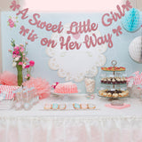 A Sweet Little Girl is on Her Way Banner - Pink Bow Baby Shower