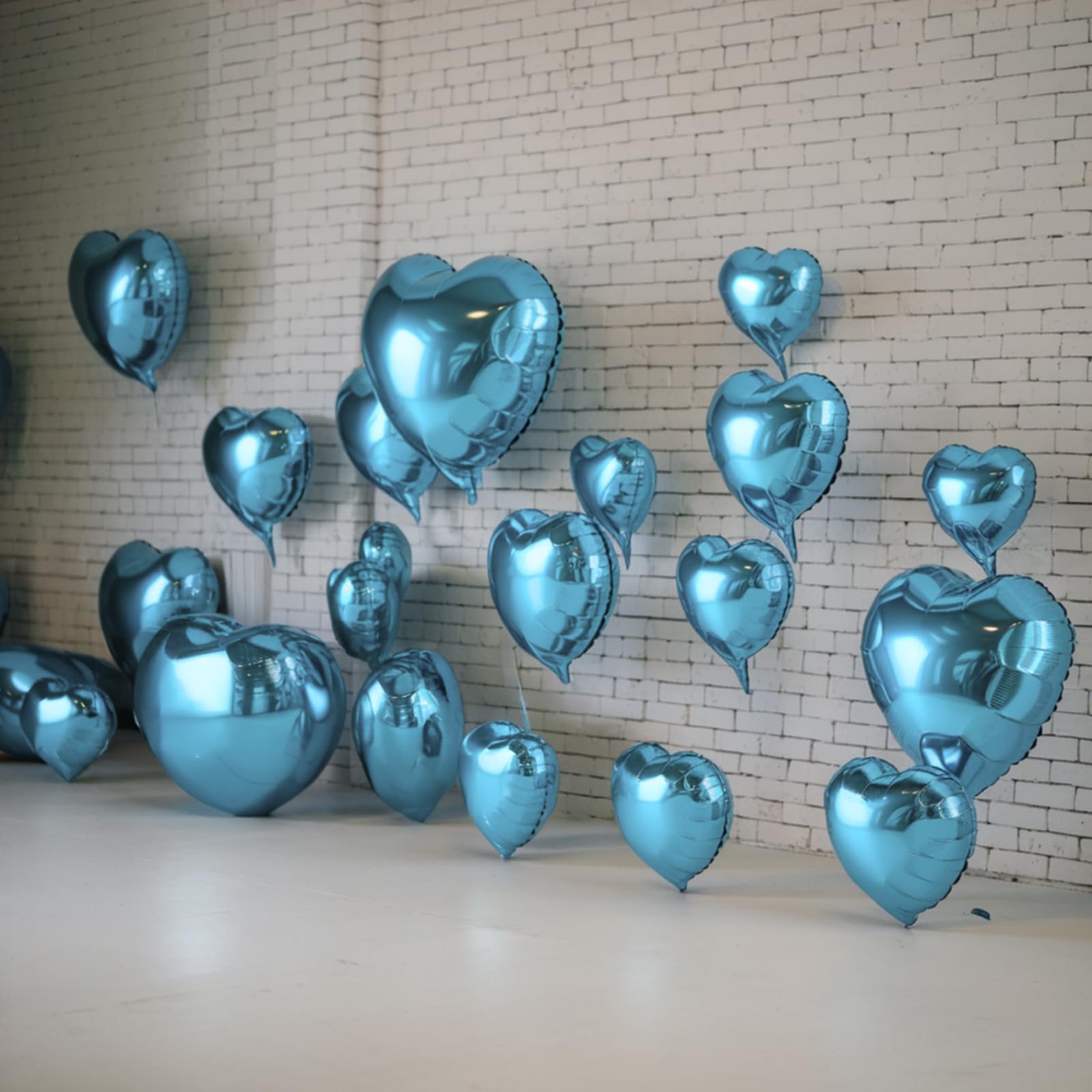 Blue Heart Balloons, 19PCS Light Blue Heart Shape Balloons, 18Inch