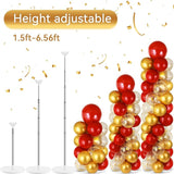 2 Sets Red Gold Balloon Column Stand Kit with 100 Balloons Adjustable