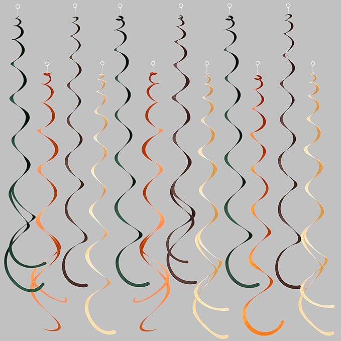 36 Pcs Green Brown Orange Beige Hanging Swirl Decorations Felt Swirl