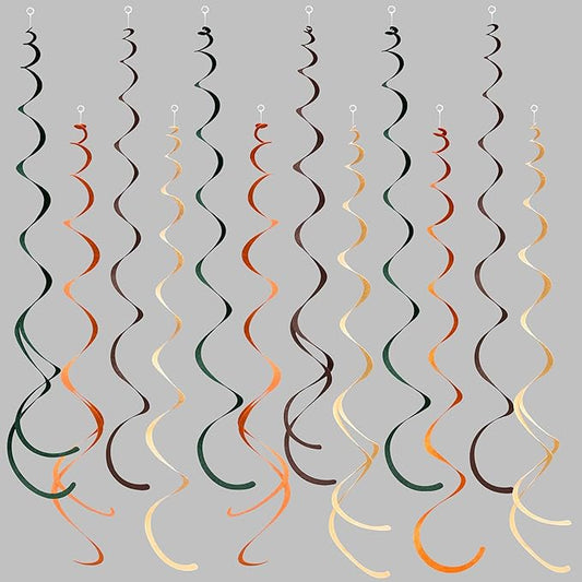 36 Pcs Green Brown Orange Beige Hanging Swirl Decorations Felt Swirl