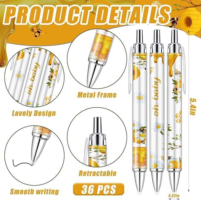 145 Pieces Bee Baby Shower Favors for Guest Honeycomb Ballpoint Pens