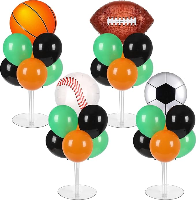 4 Sets Sports Party Balloons Stand Kit with Basketball Football