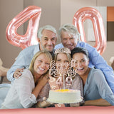 40th Birthday Decorations for Women with Banner Rose Gold Tablecloth