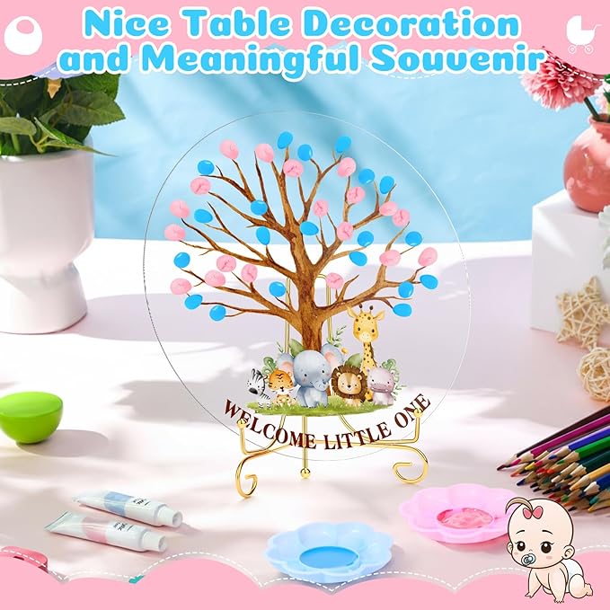 Gender Reveal Fingerprint Tree Boy or