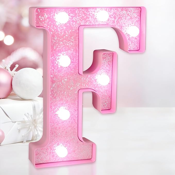 Pink Light Up Letters, LED Marquee Letters for Table, Small Glitter #2