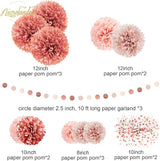 Rose Gold Wedding Decorations 15 PCS Tissue Paper Pom Poms for