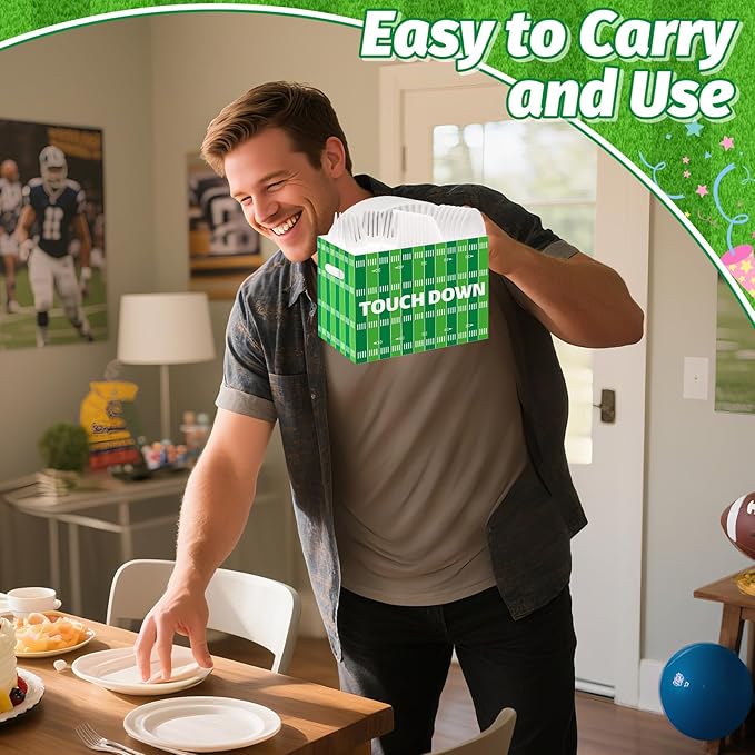 2PCS Football Utensil Holder Paper Utensil Caddy for Football Party