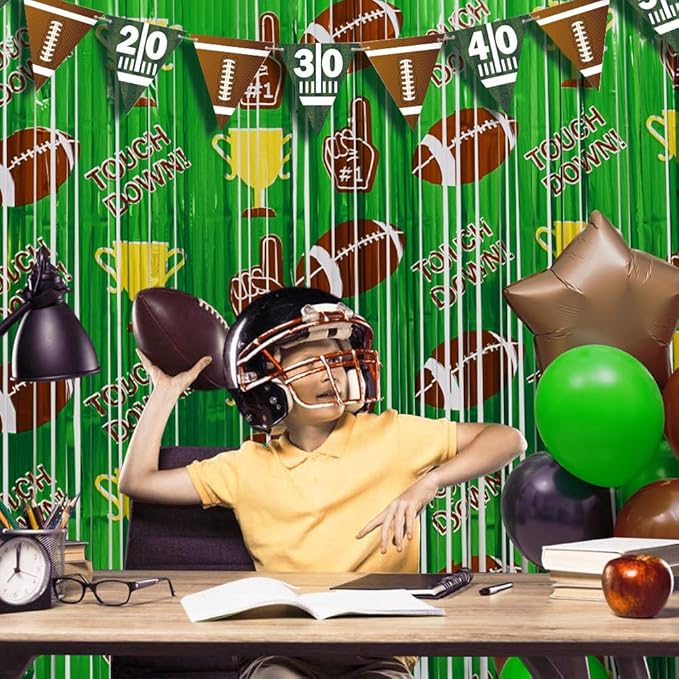 Football Party Decorations, 2 Pack Foil Fringe Curtains, Party