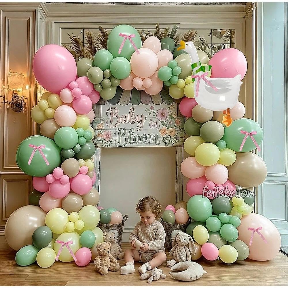 One Silly Goose Balloon Arch with Bow and Goose Balloon, Double