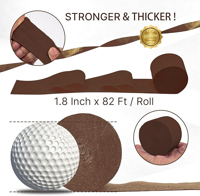 PartyWoo Brown Crepe Paper Streamers 4pcs 328ft Pack of Brown Crepe