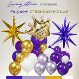 royal Purple gold white Balloon garland kit 126Ppcs luxury double