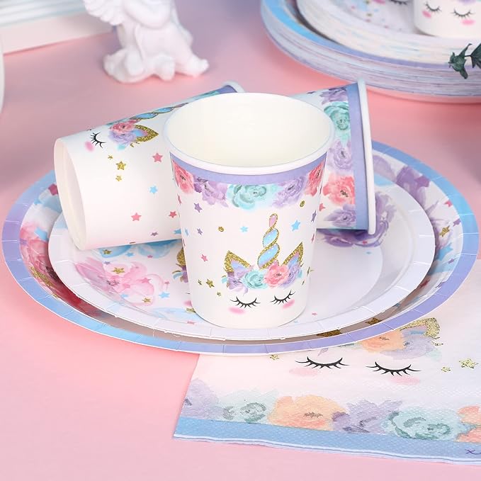 Unicorn Party Supplies Rainbow Unicorn Plates and Napkin Sets for