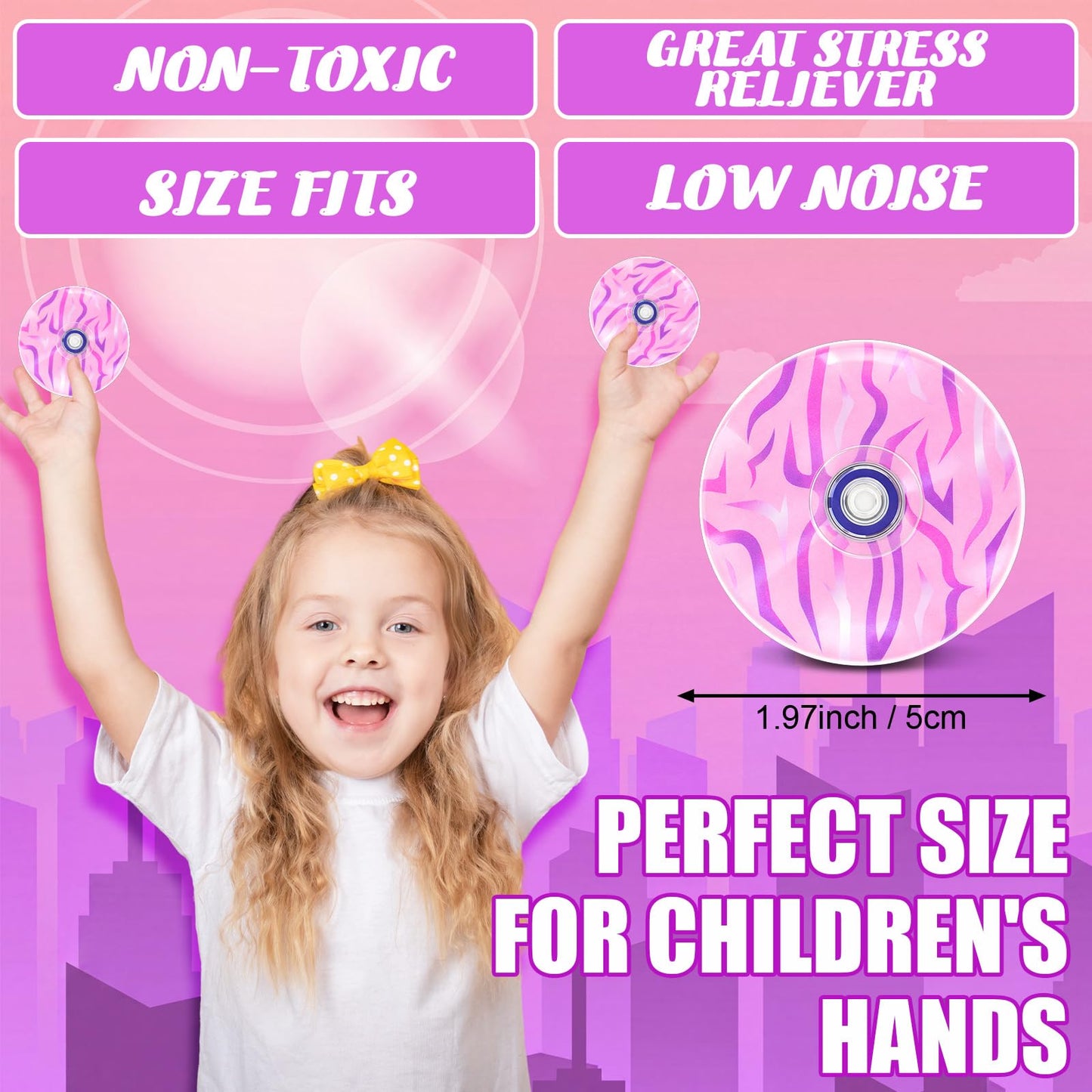 Sotiff 24 Pcs Kpop Party Favors Mini Fidget Spinners Bulk, Pink Kpop