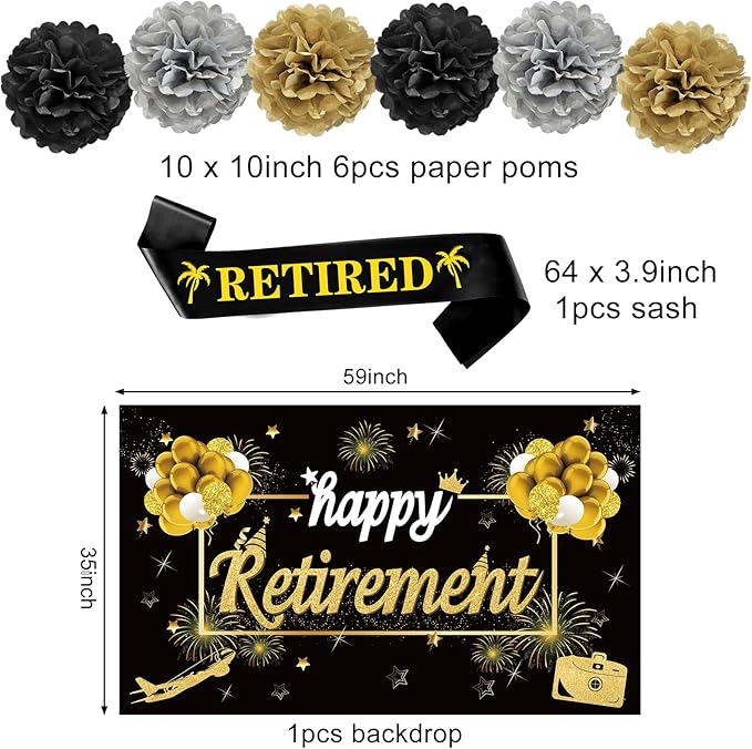20PCS Happy Retirement Party Decorations Kit for Men Women Kuxriox