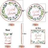 168Pcs Green and Rose Gold Party Decoration Bridal Shower Plates and