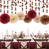 Boho Baby Shower Burgundy Brown Champagne Party Decorations 28pcs