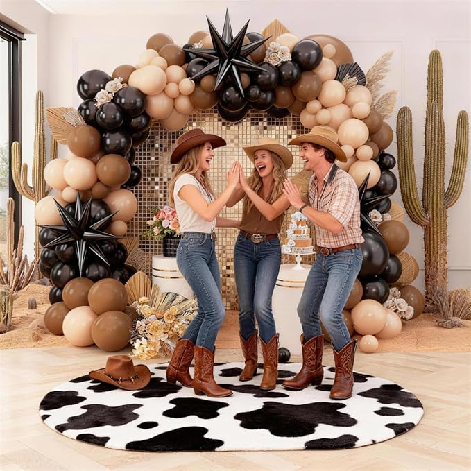 Black Brown Nude Balloon Arch Kit,Balloon Garland with Black Star