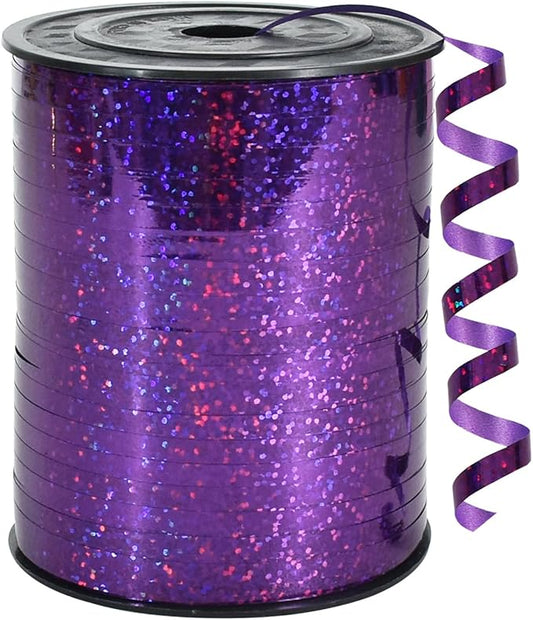 BEISHIDA 500 Yards Purple Crimped Curling Ribbon Shiny Metallic