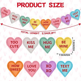 Valentine's Day Heart Garland Felt Banner Decorations for Mantle