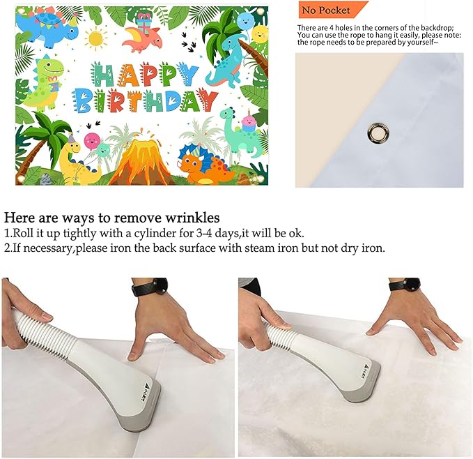 Dinosaur Birthday Backdrop Cartoon Dinosaur Birthday Banner for Kids