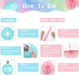 14 Pcs Pastel Party Decorations Kit - Macaron Tissue Paper Pom Poms,