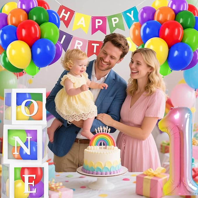 Rainbow First Birthday Decorations 12 inch Rainbow Balloons 40 Inch