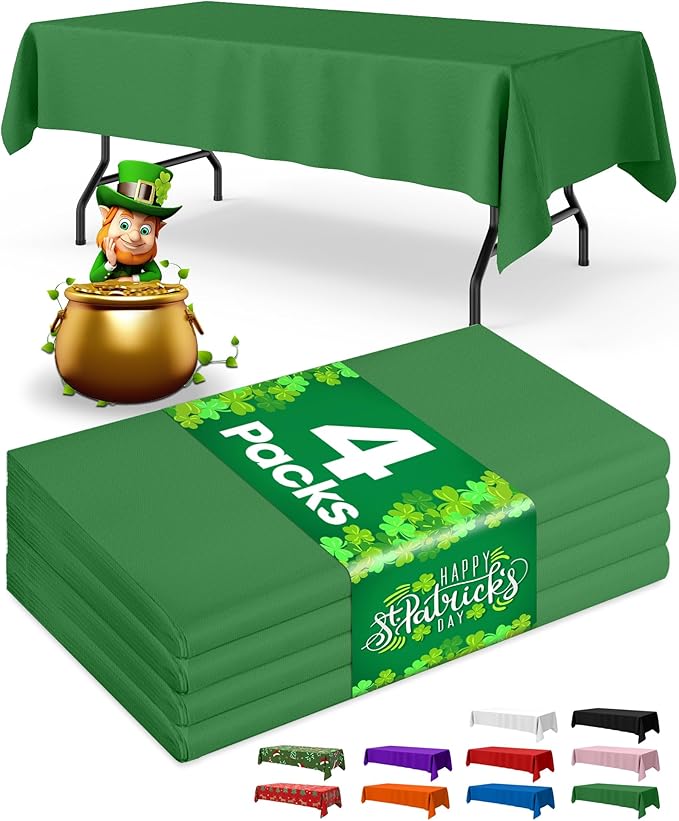 Niuara Green Plastic Table Cloth - 4 Pack 54" × 108" Rectangle