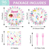 96Pcs Sweet One Ice Cream 1st Birthday Party Paper Plates and