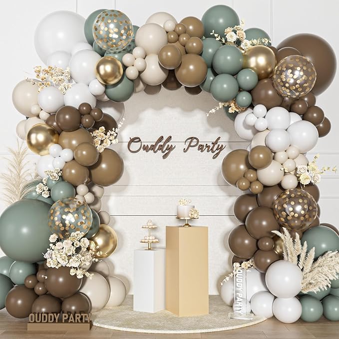 Ouddy Party Dusty Green Nude Balloons Garland Arch Kit, Different
