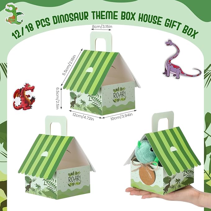 100 Pcs 16 Sets Dinosaur Party Favor Mini Dinosaur Stuffed Animals