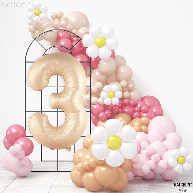 KatchOn, Giant, Number 3 Balloon Caramel - 40 Inch | Number Three